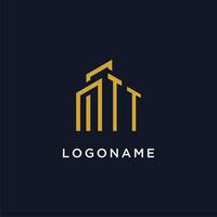 TT initial monogram with building logo design vector