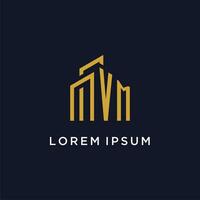 VM initial monogram with building logo design vector