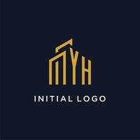 YH initial monogram with building logo design vector