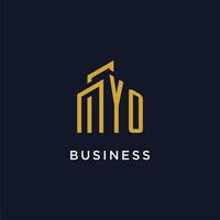 YO initial monogram with building logo design vector