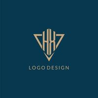 HX logo initials triangle shape style, creative logo design vector