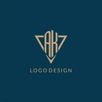 AK logo initials triangle shape style, creative logo design vector