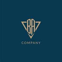 BA logo initials triangle shape style, creative logo design vector