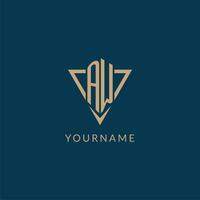 AW logo initials triangle shape style, creative logo design vector