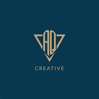 AQ logo initials triangle shape style, creative logo design vector