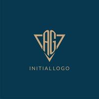 AG logo initials triangle shape style, creative logo design vector