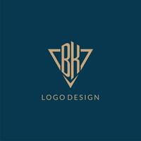 BK logo initials triangle shape style, creative logo design vector