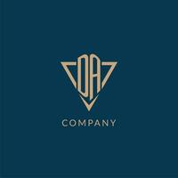 DA logo initials triangle shape style, creative logo design vector