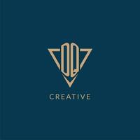 DQ logo initials triangle shape style, creative logo design vector