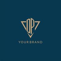 DP logo initials triangle shape style, creative logo design vector