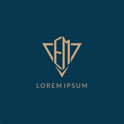 EM logo initials triangle shape style, creative logo design