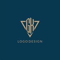 GK logo initials triangle shape style, creative logo design vector