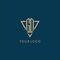 GO logo initials triangle shape style, creative logo design vector