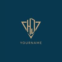 HJ logo initials triangle shape style, creative logo design vector