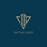 IG logo initials triangle shape style, creative logo design vector