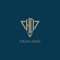 HO logo initials triangle shape style, creative logo design vector