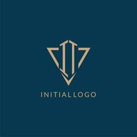 IT logo initials triangle shape style, creative logo design vector