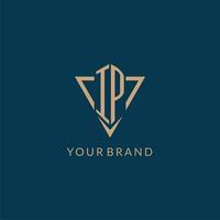 IP logo initials triangle shape style, creative logo design vector