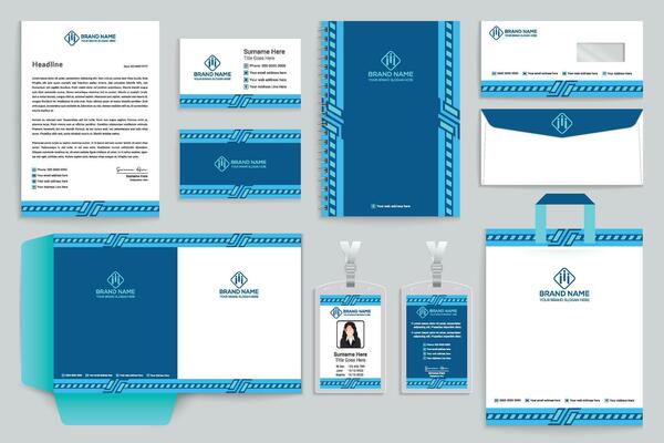 Blue color stationery design