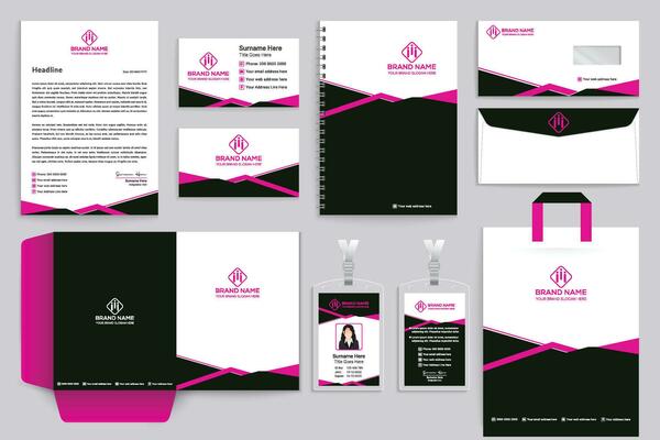 Black shape stationery design
