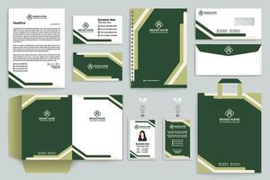 Corporate  green color stationery design vector