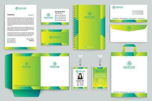 Corporate  green color stationery design vector