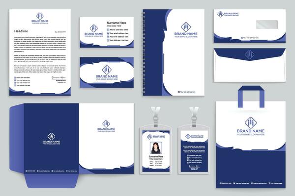 Blue color stationery design