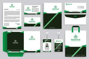 Corporate  green color stationery design vector