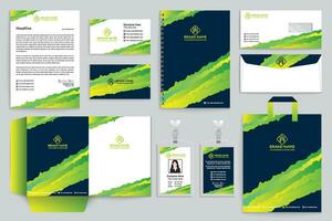 Corporate   green color stationery design vector
