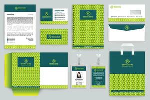 Corporate   green color stationery design vector