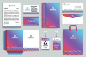 Gradient color  stationery template vector