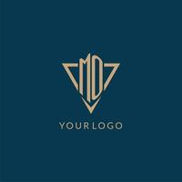 MO logo initials triangle shape style, creative logo design vector