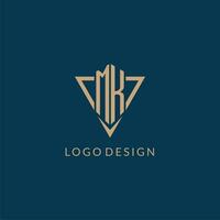 MK logo initials triangle shape style, creative logo design vector