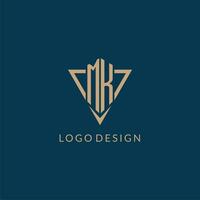 MK logo initials triangle shape style, creative logo design vector