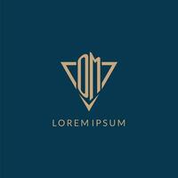 OM logo initials triangle shape style, creative logo design vector