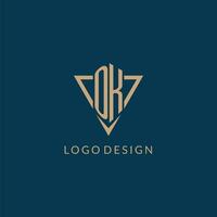 OK logo initials triangle shape style, creative logo design vector