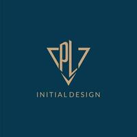 PL logo initials triangle shape style, creative logo design vector