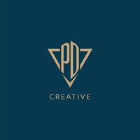 pd logo iniciales triángulo forma estilo, creativo logo diseño vector