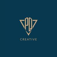 PQ logo initials triangle shape style, creative logo design vector