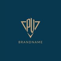 PV logo initials triangle shape style, creative logo design vector