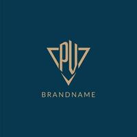 PV logo initials triangle shape style, creative logo design vector