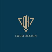 QK logo initials triangle shape style, creative logo design vector