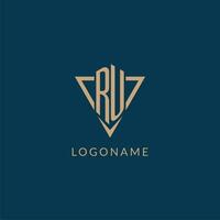 RU logo initials triangle shape style, creative logo design vector