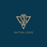 SG logo initials triangle shape style, creative logo design vector