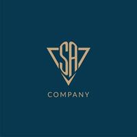 SA logo initials triangle shape style, creative logo design vector