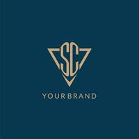 SC logo initials triangle shape style, creative logo design vector