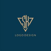 sk logo iniciales triángulo forma estilo, creativo logo diseño vector