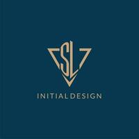 SL logo initials triangle shape style, creative logo design vector