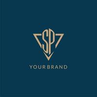 SP logo initials triangle shape style, creative logo design vector
