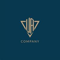 UA logo initials triangle shape style, creative logo design vector